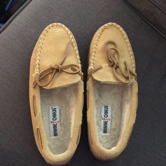 Tan Minnetonka Moccasins - Picture 1 of 2